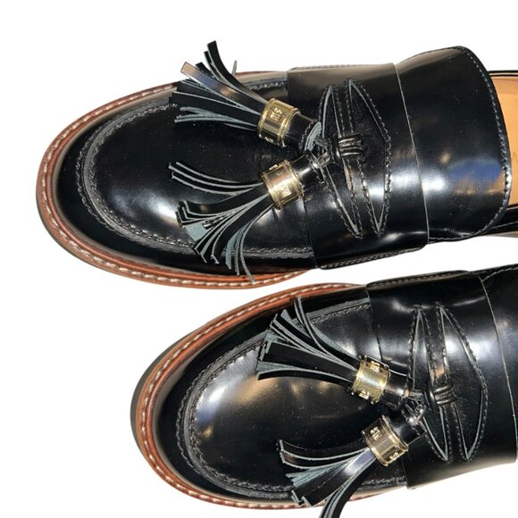 Stuart Weitzman NEW black lug sole tassel loafer shoes 9 - Picture 4 of 10